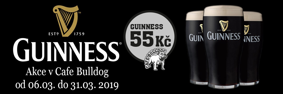 Guinness v Cafe Bulldog za 55 Kč